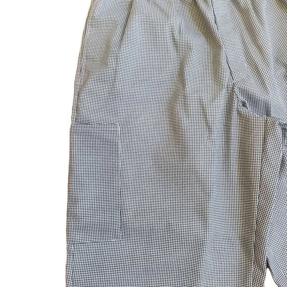 Chef Pants Black & White Houndstooth Unisex Elastic Waist Two Large Pockets - Picture 4 of 5